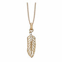 Large Topaz Feather vedhæng - Forgyldt sølv - 680-G34