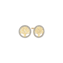 14 kt guld ørestikker cirkel med livets træ og zirconia rund om kanten - 10,6 mm i diameter
