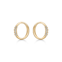 14 kt guld ørestikker oval tråd med 5 zirconia i den ene side - 10,10 x 8,54 mm