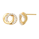 14 kt. guld ørestikker 2 cirkler flettet den ene  med syntetisk cubic zirconia og den anden blank. Mål: 7,29 x 9,02 mm.