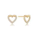 14 kt. guld ørestikker hjerte med syntetiske cubic zirconia i bunden og blank i toppen.
