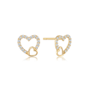 14 kt. guld ørestikker hjerte Mor og barn med syntetiske cubic zirconia i det store hjerte. "Mor og barn"