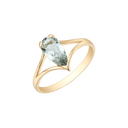 14 kt. guld ring med dråbeformet peridot.