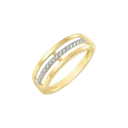 14 kt. guld ring 3 skinner med syntetiske cubic zirconia i den midterste.