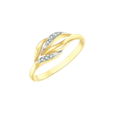 14 kt. guld ring dobbelt blade med syntetiske cubic zirconia i de to blade.