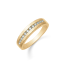 14 kt guld med zirconia i midten af bred skinne