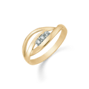 14 kt. guld ring øje med 3 syntetisk cubic zirconia i den ene side.