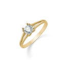 14 kt. guld ring 2 delt ringskinne med 1 syntetisk cubic zirconia i 4 grabber.