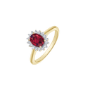 14 kt. guld ring oval rubin og 16 brillanter.   Brillant i alt 0,25 ct. w/si
