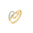 14 kt. guld ring dobbelt aflange ovaler med brillanter i den ene.  Brillant i alt 0,08 ct. w/si