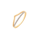 14 kt. guld ring 2 skinner den ene med V form og den anden med 21 brillanter. Mål: 7,10 x 1,40 x 1,20 mm.  Brillant i alt 0,08 ct. w/si