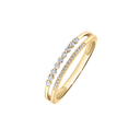 14 kt. guld ring dobbelt skinne med brillanter. En med små og en med større brillanter. Mål: Top 3,8 mm. B.1,5 X T 1,1 mm. Brillant i alt 0,15 ct. w/si