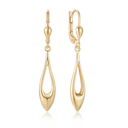 14 kt. guld ørehænger aflang dråbe med hul i midten og lukket bred bund.