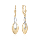 14 kt. guld ørehænger dobbelt øje med bred bund. Evighedtegn i rhodineret oven på lukket guld dråbe. "Infinity"