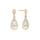 14 kt. ørehænger 3 dråber med syntetiske cubic zirconia i midten. Mål: 13,24 x 7,88 mm.
