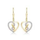 14 kt. guld ørehænger hjerte med evighedstegn med syntetisk cubic zirconia."Infinity"