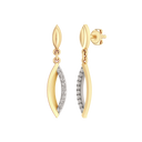 14 kt guld ørehænger oval øje med brillanter i den ene side - 24,20 x 5 x 2 mm Brillant i alt 0,10 ct w/si