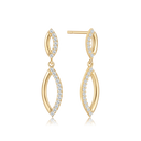 14 kt. guld ørehænger oval med syntetisk cubic zirconia i den ene side.