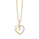 14 kt. guld vedhæng hjerte med dobbelt kant i den en side og syntetiske cubic zirconia i den anden. Mål: 14,55 x 14,17 mm. Kæden er sølvforgyldt i længde 42-45 cm.