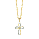 14 kt guld vedhæng kors af 2 evighedstegn med zirconia "infinity" Kæden er sølvforgyldt i længde 42-45 cm