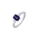 14 kt. hvidguld ring firkant Tanzanit og brillant på toppen.  Brillant i alt 0,13 ct. w/si