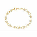 Marguerit armbånd 7.5mm hvid emalje - Forgyldt sølv - 901075-M