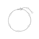 Armbånd med 5 ferskvandsperler 4-4,5mm 16-17,5-19cm sølv