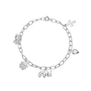 Armbånd Med Bamse, Kløver,Elefant, Hjerte Og Kors 16-17-18 Cm 925
