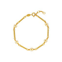 Marguerit Armbånd 5X5Mm Med Snoede Stave 24Kt Forgyldt Hvid Emalje - Forgyldt|emajle Armbånd - 17 + 3 cm - 9015042-M