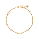Marguerit Armbånd 4X5Mm Med Pind 24 Kt Forgyldt Hvid Emalje - Forgyldt|emajle Armbånd - 17 + 3 cm - 9015049-M