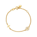 Marguerit Armbånd Med Tro, Håb Og Kærlighed Barn 7Mm - Forgyldt|emajle Armbånd - 14 + 2 cm - 9015054-M