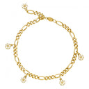 Marguerit Armbånd Figaro 5X5Mm 24Kt Forgyldt Hvid Emajle 17-19 Cm sølv