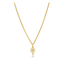 Marguerit Collier 9Mm Med Ferskvandsperle 4-4,5Mm 24Kt Forgyldt Hvid Emalje - Forgyldt|emajle Halskæder - 45 + 3 cm - 9025040-33-M