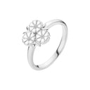 Marguerit Ring Blad 3X5Mm 11X11 Mm Hvid Emalje 925