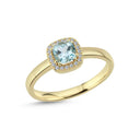 14kt. GRACE Ring med cushion-cut Lyseblå topas 5mm + 0,10ct. W-si