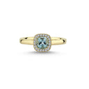 14kt. GRACE Ring med cushion-cut Lyseblå topas 5mm + 0,10ct. W-si