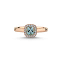 14kt. GRACE Ring med cushion-cut Lyseblå topas 5mm + 0,10ct. W-si