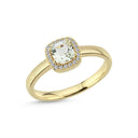 14kt. GRACE Ring med cushion-cut Grøn ametyst 5mm + 0,10ct. W-si