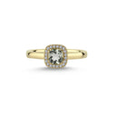14kt. GRACE Ring med cushion-cut Grøn ametyst 5mm + 0,10ct. W-si