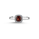 14kt. GRACE ring med cushion-cut Granat 5mm + 0,10ct. W-si