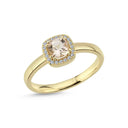 14kt. GRACE Ring med cushion-cut Morganit 5mm + 0,10ct. w-si
