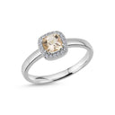 14kt. GRACE Ring med cushion-cut Morganit 5mm + 0,10ct. w-si