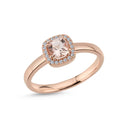 14kt. GRACE Ring med cushion-cut Morganit 5mm + 0,10ct. w-si