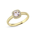 14kt. GRACE Ring med cushion-cut Pink ametyst 5mm + 0,10ct. w-si