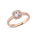 14kt. GRACE Ring med cushion-cut Pink ametyst 5mm + 0,10ct. w-si