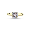 14kt. GRACE Ring med cushion-cut Pink ametyst 5mm + 0,10ct. w-si