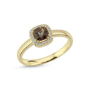 14kt. GRACE Ring med cushion-cut Røg Topaz 5mm+ 0,10ct. W-si