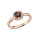 14kt. GRACE Ring med cushion-cut Røg Topaz 5mm+ 0,10ct. W-si