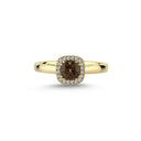 14kt. GRACE Ring med cushion-cut Røg Topaz 5mm+ 0,10ct. W-si