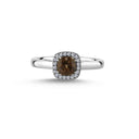 14kt. GRACE Ring med cushion-cut Røg Topaz 5mm+ 0,10ct. W-si